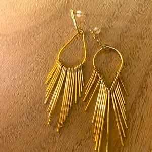 Gold plated fringe post earrings